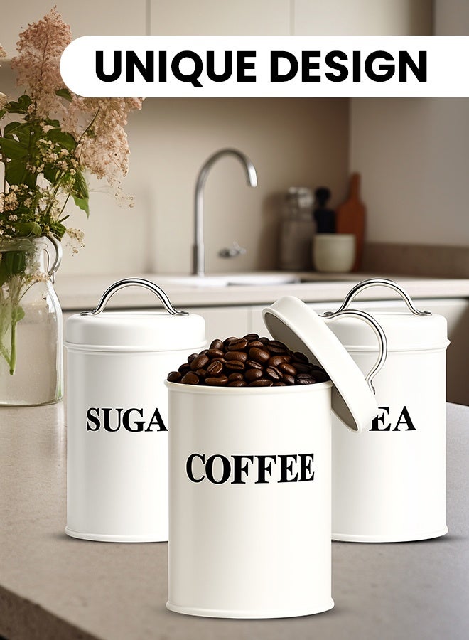 Eoptify 3PCS Kitchen Container Set with Airtight Lids, Coffee, Tea, Sugar Canister Pot, Decorative Kitchen Storage Container, Food Storage Canister Sets for Kitchen - Image 4