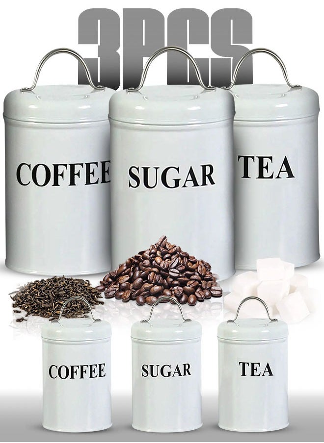 Eoptify 3PCS Kitchen Container Set with Airtight Lids, Coffee, Tea, Sugar Canister Pot, Decorative Kitchen Storage Container, Food Storage Canister Sets for Kitchen  - Image 1