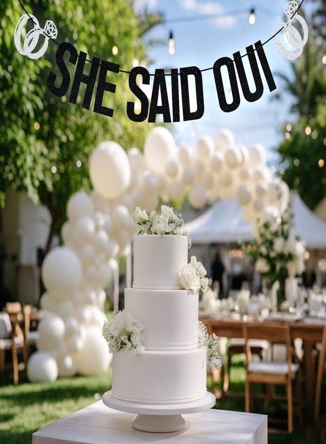 PYBHILK Black Glitter She Said Oui Banner, Till Death Wedding Décor, Birthday Bridal Shower Bachelorette Party Decorations Supplies - Image 4