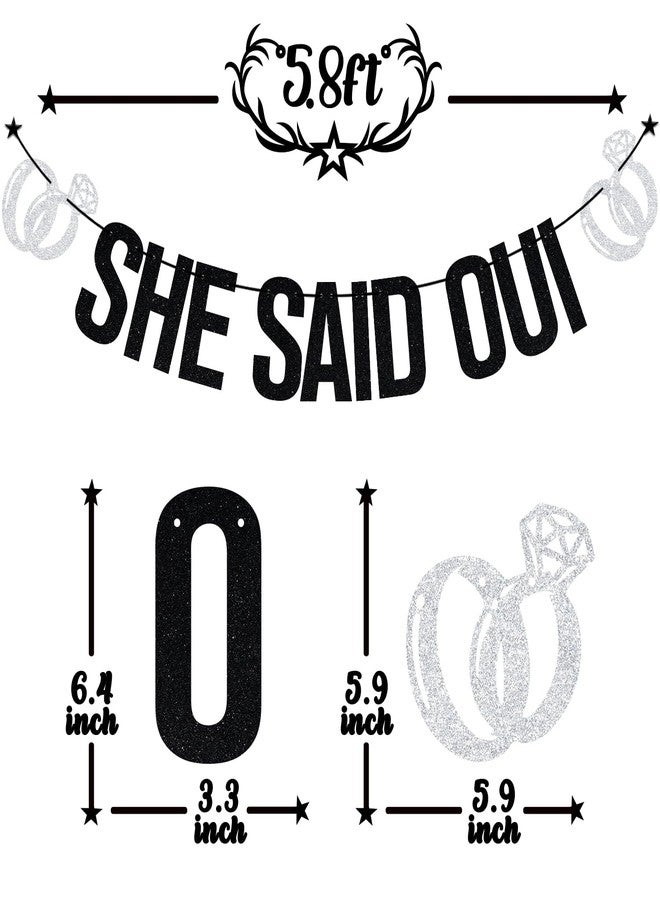PYBHILK Black Glitter She Said Oui Banner, Till Death Wedding Décor, Birthday Bridal Shower Bachelorette Party Decorations Supplies - Image 2