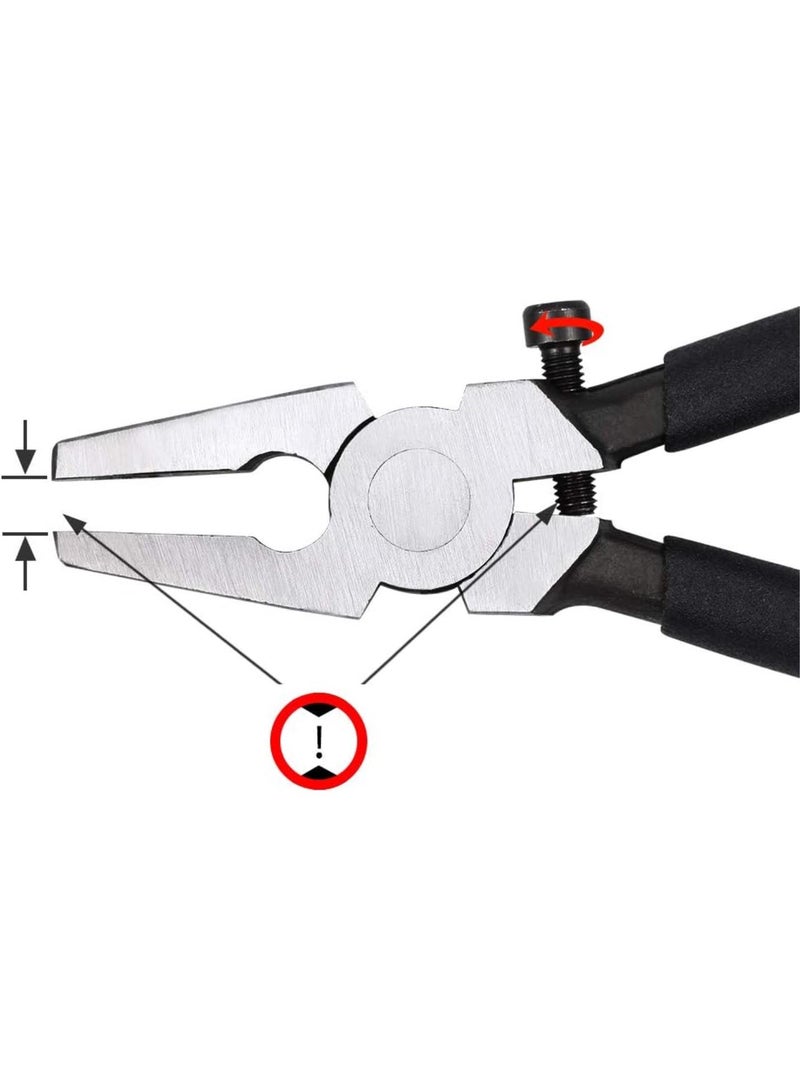 GGOOT Glass Pliers Flat Jaws 8 Inches Black Glass Breaking Tool with 2 Pair of Rubber Tips Durable Mosaics Breaking Tool Heavy Duty for Tile Stained Glass Work - Image 3