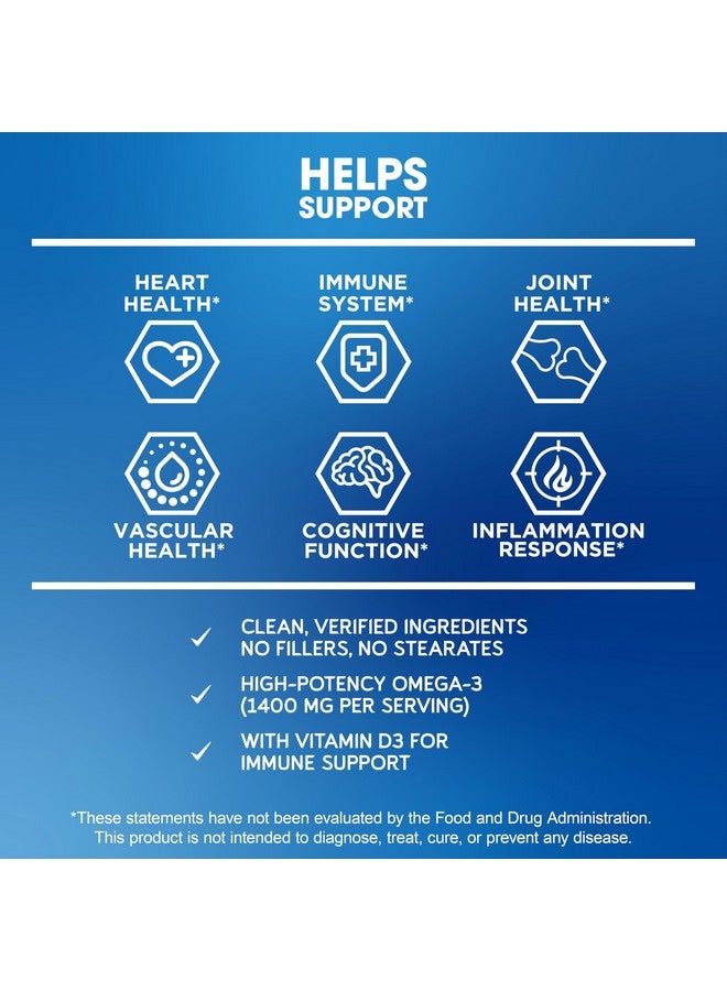 BioEmblem Omega-3 Fish Oil 2000mg - Small Size Softgels, High Absorption Form, Sustainable - 1400mg EPA &DHA Plus Vitamin D3, Non-GMO, Heart, Joint, & Brain Health Fish Oil Supplement, 120 Ct - Image 4