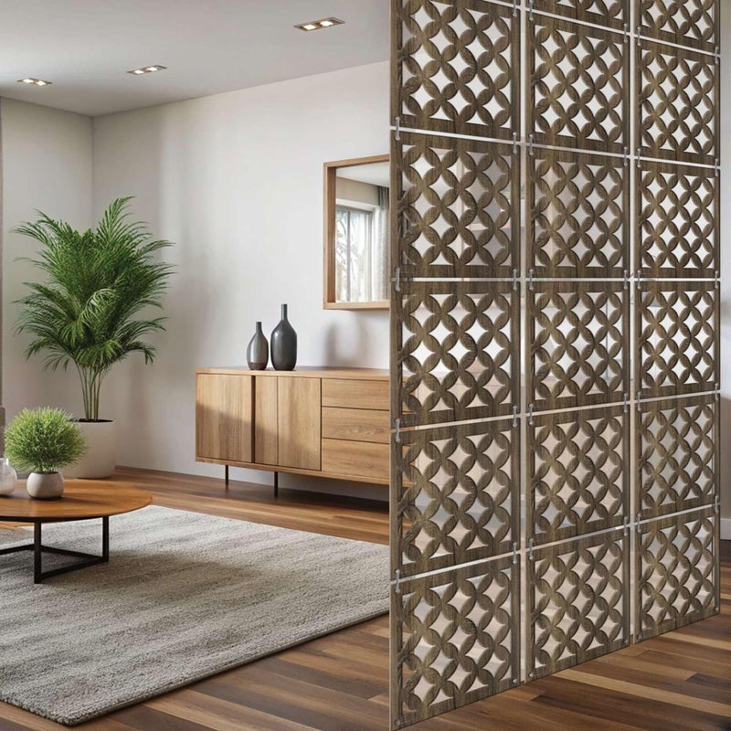 Random فاصل غرف عشوائي من الخشب مع 12 لوحة مع موصلات خطاف مثالي لغرفة المعيشة أو المكتب أو المعبد أو ديكور المنزل RSD8135 - Image 2