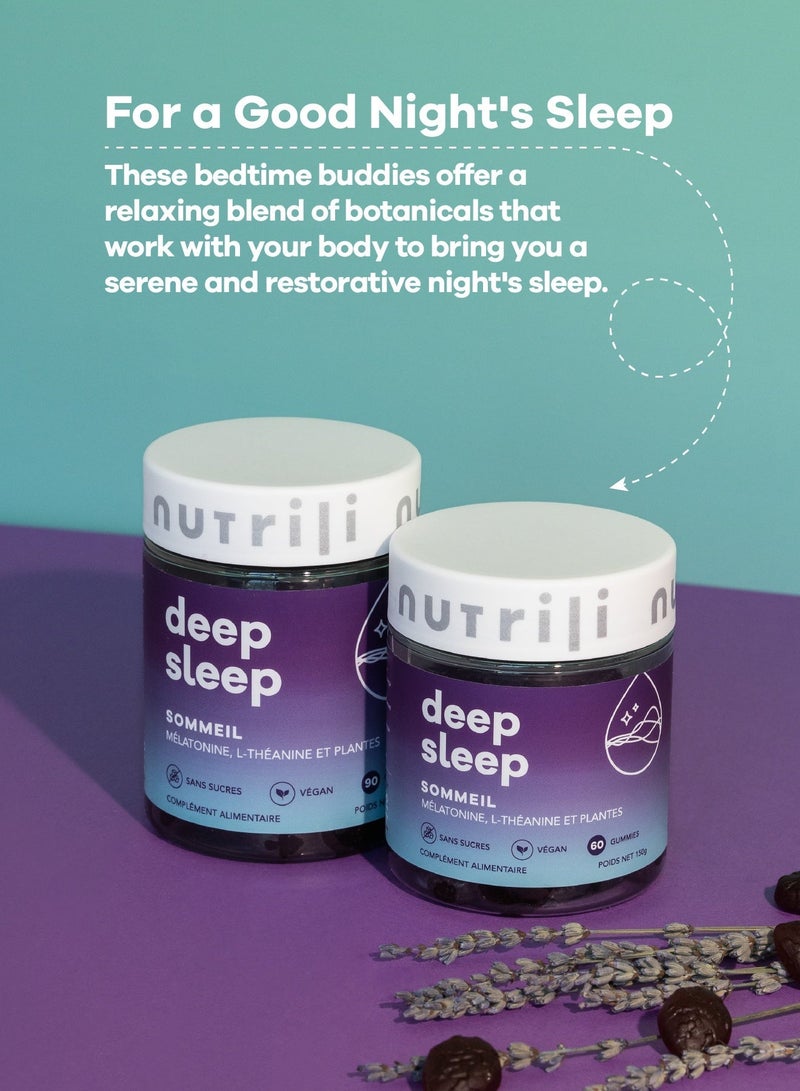 ديب سليب 150 جم، لدعم النوم، ميلاتونين، إل-ثيانين، زهرة العاطفة، البابونج، اللافندر، الجريفونيا، إكليل الجبل – 60 علكة - view 2