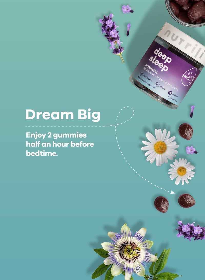 ديب سليب 150 جم، لدعم النوم، ميلاتونين، إل-ثيانين، زهرة العاطفة، البابونج، اللافندر، الجريفونيا، إكليل الجبل – 60 علكة - view 5