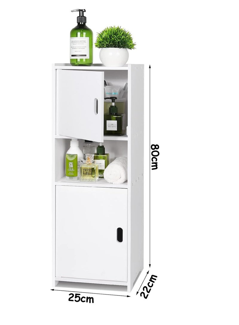 LINGWEI Bathroom Cabinet Bathroom Corner Storage Organizer Shelf Stand White 25x80x22cm - Image 3