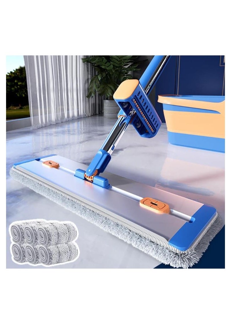 Golden - Large Flat Mop and Bucket Set, 360° Rotatable Adjustable Hardwood Floor Cleaning Mop with 6 Reusable Mop Pads, Wet and Dry Use Microfiber Mop, for Floor and Window Cleaning (Rectangle) - Image 1