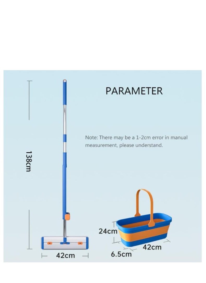 Golden - Large Flat Mop and Bucket Set, 360° Rotatable Adjustable Hardwood Floor Cleaning Mop with 6 Reusable Mop Pads, Wet and Dry Use Microfiber Mop, for Floor and Window Cleaning (Rectangle) - Image 1