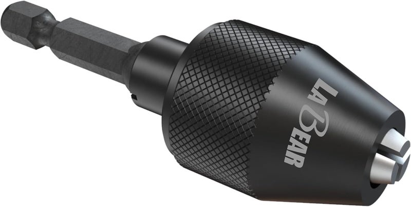 LABEAR - Drill Chuck Keyless Mini 3-Jaw Adapter with Quick-change 1/4" Hex Shank to Hold 1.5-6mm Alloy Black Drill Bits Milling Cutters - Image 1