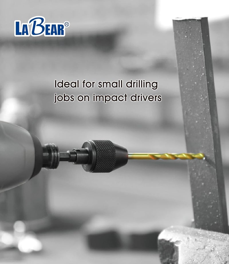 LABEAR - Drill Chuck Keyless Mini 3-Jaw Adapter with Quick-change 1/4" Hex Shank to Hold 1.5-6mm Alloy Black Drill Bits Milling Cutters - Image 5