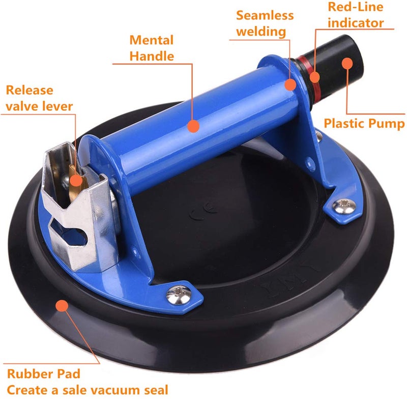IMT 8" Glass Suction Cup with Metal Handle, Heavy Duty Vacuum Suction Cup Glass Lifter, Granite/Glass/Tiles Lifting Window Replacement, 240lbs Load Capacity with Carrying Case - Image 2