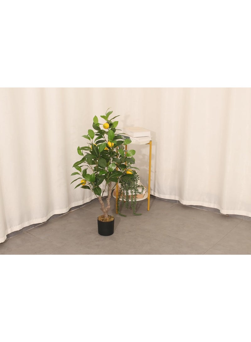 Marcolo Artificial Lemon Tree in Black Pot, Faux Potted Plant with Yellow Lemons, Green Leaves, Indoor Decor (90cm) - Image 2