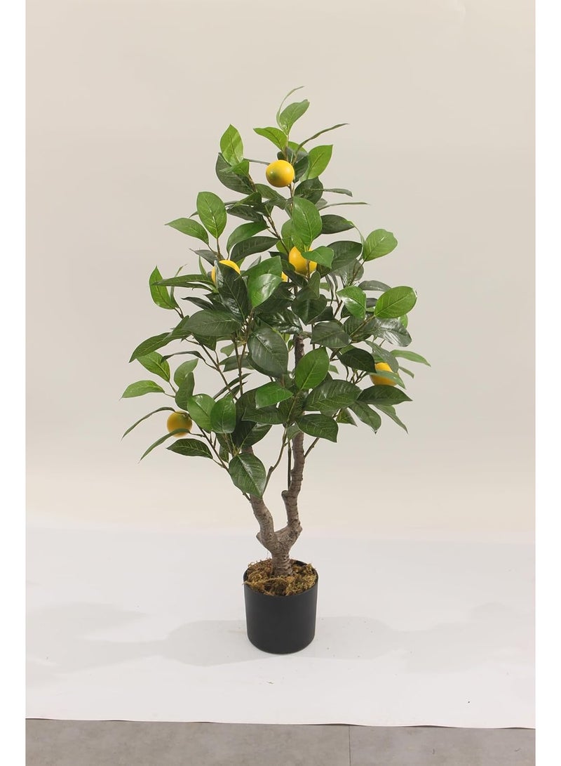 Marcolo Artificial Lemon Tree in Black Pot, Faux Potted Plant with Yellow Lemons, Green Leaves, Indoor Decor (90cm) - Image 5