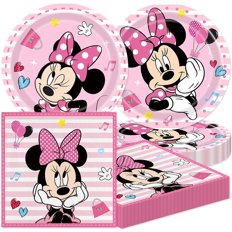 OMTO 40Pack Minnies Birthday Party Supplies include 20 plates, 20 napkins for Minnies party Decoration - Image 1