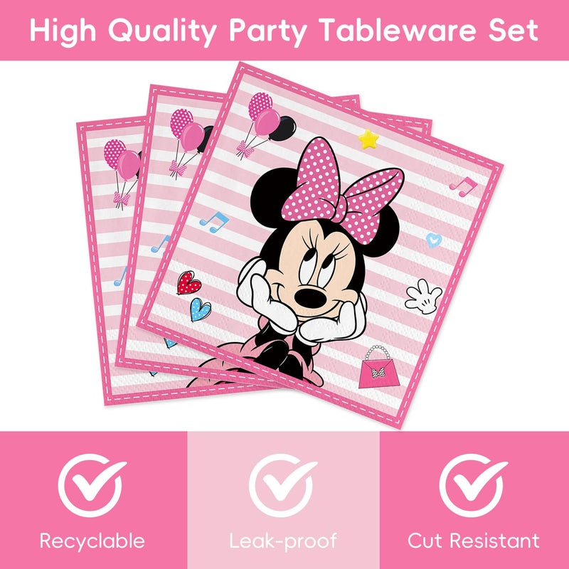 OMTO 40Pack Minnies Birthday Party Supplies include 20 plates, 20 napkins for Minnies party Decoration - Image 2