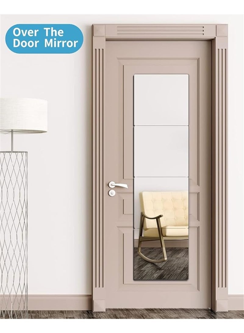 4PCS الزجاج كامل الطول الجدار مرآة بلاط ، مرآة كاملة الطول مرآة كاملة الجسم المرآة ذاتية اللاصقة عالية الوضوح ، مرآة جدارية بدون إطار لمكتب المنزل غرفة النوم الحمام باب صالة الرياضة (4pcs ، 30 * 30 سم) - Image 4