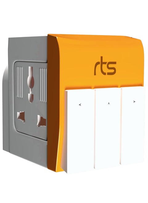 rts Universal Conversion Multiplug travel adapter with Individual Switch with Spike Buster Fuse Protected multiplug three pin plug socket 3 PIN 3 Way Plug for HomeOffice and Industrial Uses Orange