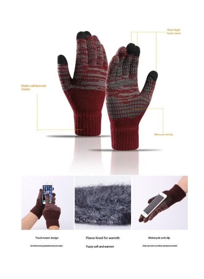 Winter Knit Hat, Scarf, and Gloves 3-Piece Set: Includes a multi-functional brimless hat, a comfortable scarf, and a pair of touchscreen gloves. Outdoor Sports Hat Set (Bright Red) - Image 5