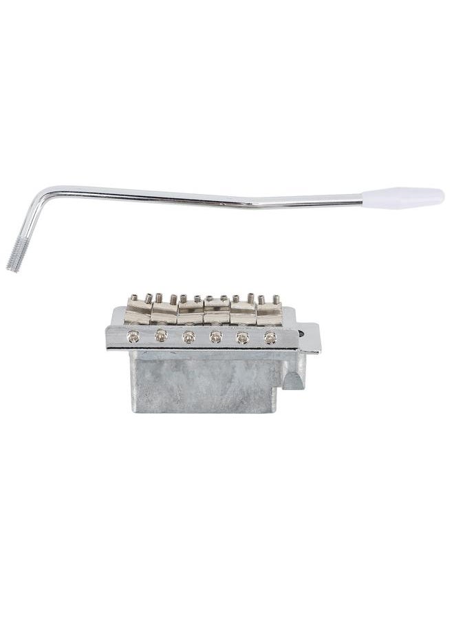 Thoraya - 52.5mm Tremolo Bridge with Bar Zinc Alloy Vintage Electric Guitar Bridge Replacement for Fender Strat Style Guitars Silver - Image 1