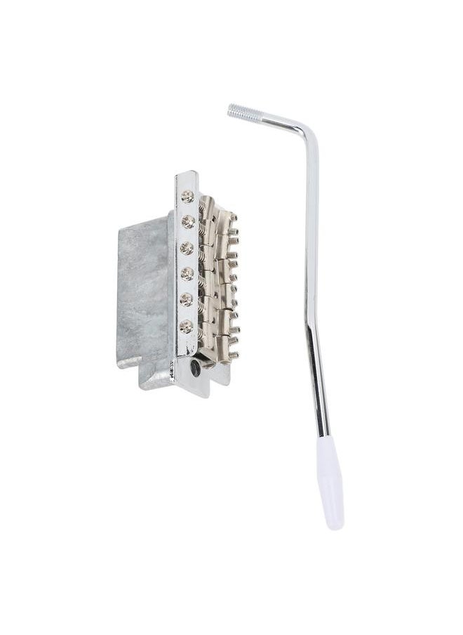 Thoraya - 52.5mm Tremolo Bridge with Bar Zinc Alloy Vintage Electric Guitar Bridge Replacement for Fender Strat Style Guitars Silver - Image 1