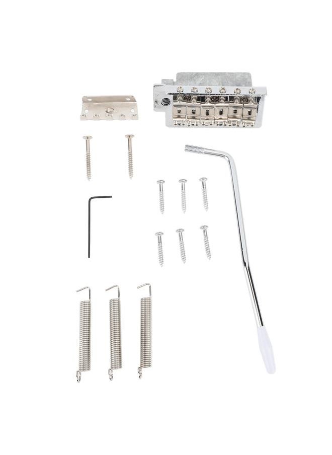 Thoraya - 52.5mm Tremolo Bridge with Bar Zinc Alloy Vintage Electric Guitar Bridge Replacement for Fender Strat Style Guitars Silver - Image 1