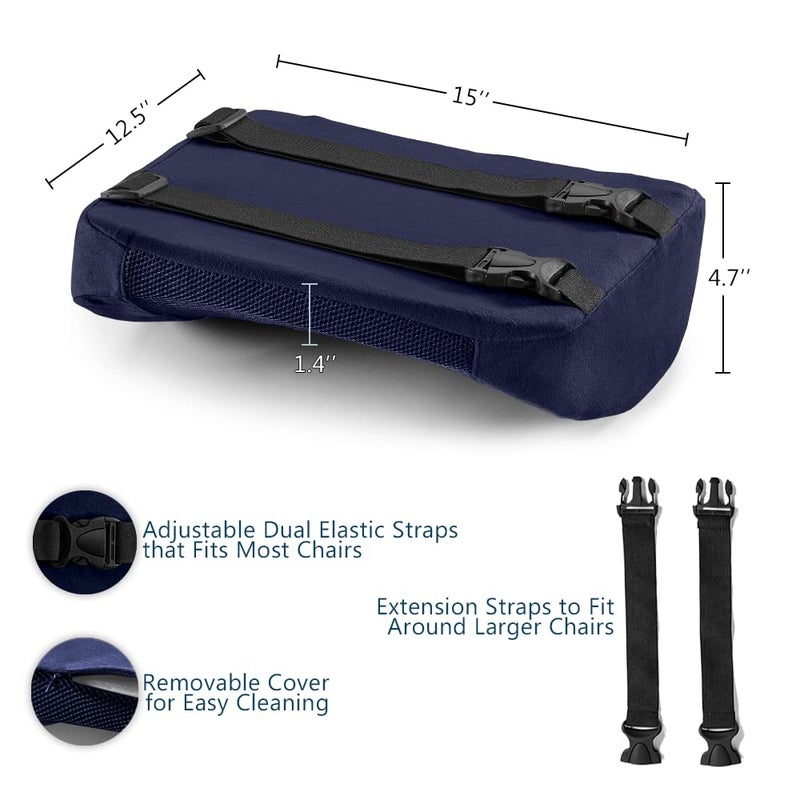 ComfiLife Lumbar Support Back Pillow Office Chair and Car Seat Cushion - Memory Foam with Adjustable Strap and Breathable 3D Mesh (Navy) - Image 4