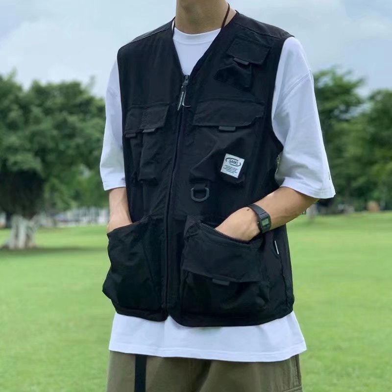 Workwear Tactical Vest Multi-Flap Pocket Pants Men'S And Women'S American High Street Fashion Brand Functional Style Hip-Hop Loose Versatile Vest Jacket - Image 1