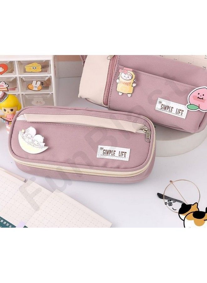 FunBlast Multipurpose Pouch For Stationary Items Travel Pouch Toiletry Shaving Cosmetic Makeup Kit Bag Zipper Stationary Case Pen Pencil Cosmetics Pouch (Pink)  - Image 3