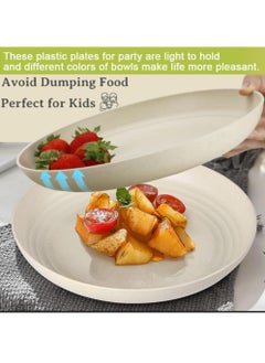 Joyelink Wheat Straw Plates 20CM (4 Pack), Microwave Safe Plate - Unbreakable Deep Dinner Plates and Dishwasher Safe Plastic Plates Reusable for Kids Toddlers Adults  - Image 3