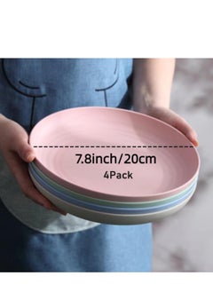 Joyelink Wheat Straw Plates 20CM (4 Pack), Microwave Safe Plate - Unbreakable Deep Dinner Plates and Dishwasher Safe Plastic Plates Reusable for Kids Toddlers Adults  - Image 4