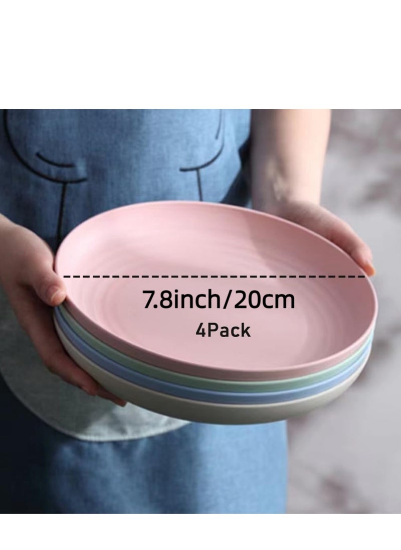 Joyelink - Wheat Straw Plates 20CM (4 Pack), Microwave Safe Plate - Unbreakable Deep Dinner Plates and Dishwasher Safe Plastic Plates Reusable for Kids Toddlers Adults - Image 1