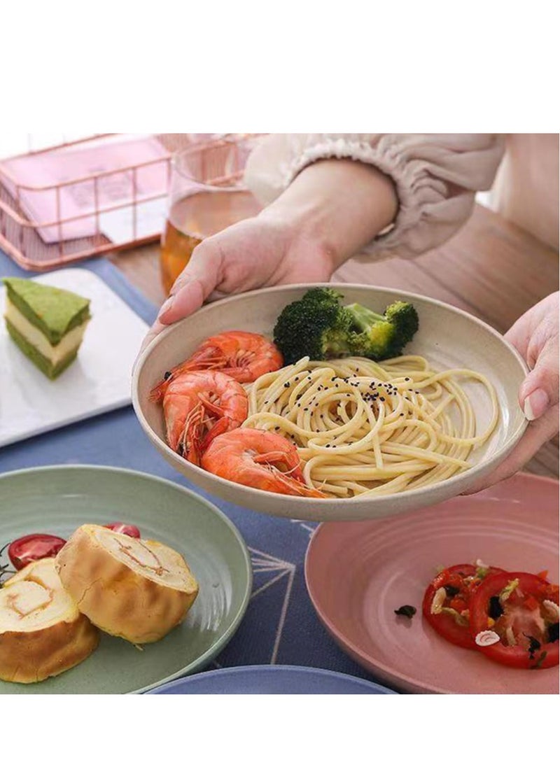 Joyelink - Wheat Straw Plates 20CM (4 Pack), Microwave Safe Plate - Unbreakable Deep Dinner Plates and Dishwasher Safe Plastic Plates Reusable for Kids Toddlers Adults - Image 1