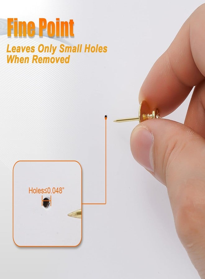 KURUI 60Pcs Double Headed Nails for Hanging Pictures, Wall Hangers Without Nails, Thumb Tacks for Wall, Renter Friendly Decor Push Pins for Tapestry Frame Art, no Nail Picture Hangers-Gold - Image 3