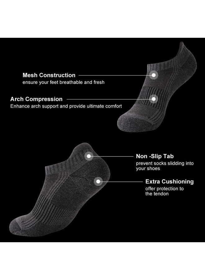 FOOTPLUS - Womens Copper Golf Socks Mens Winter Warm Thick Cushioend Odor Free Low Cut Mesh Breathable Arch Support Athletic Running Jogging Hiking Socks, 6 Pairs Dark Grey, Medium - Image 1