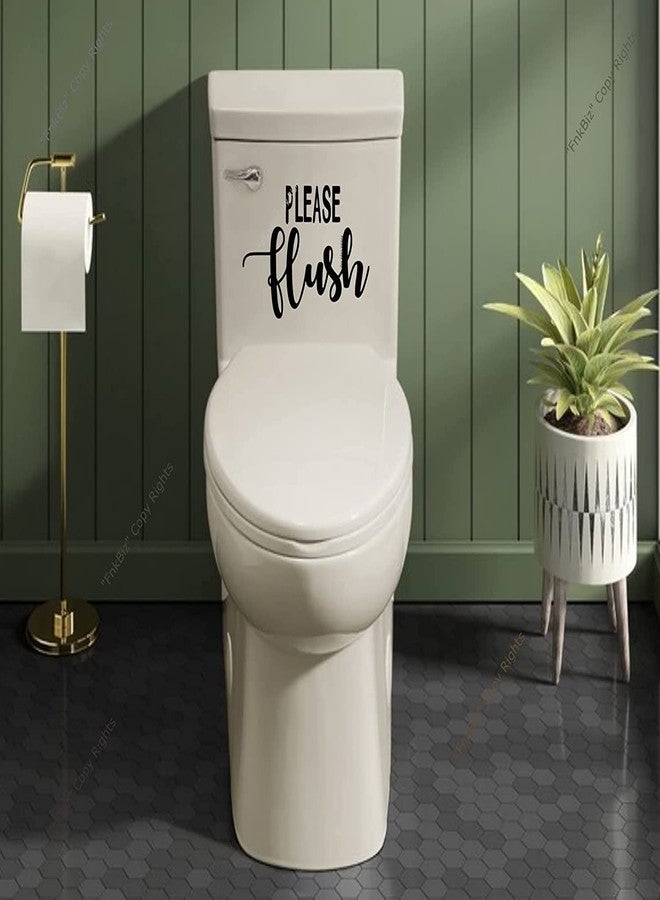 ملصقات تذكير بسحب السيفون لمقاعد المراحيض، ملصق فينيل، عرض 8 بوصات × ارتفاع 5.5 بوصات، | 01 أسود | - Image 3