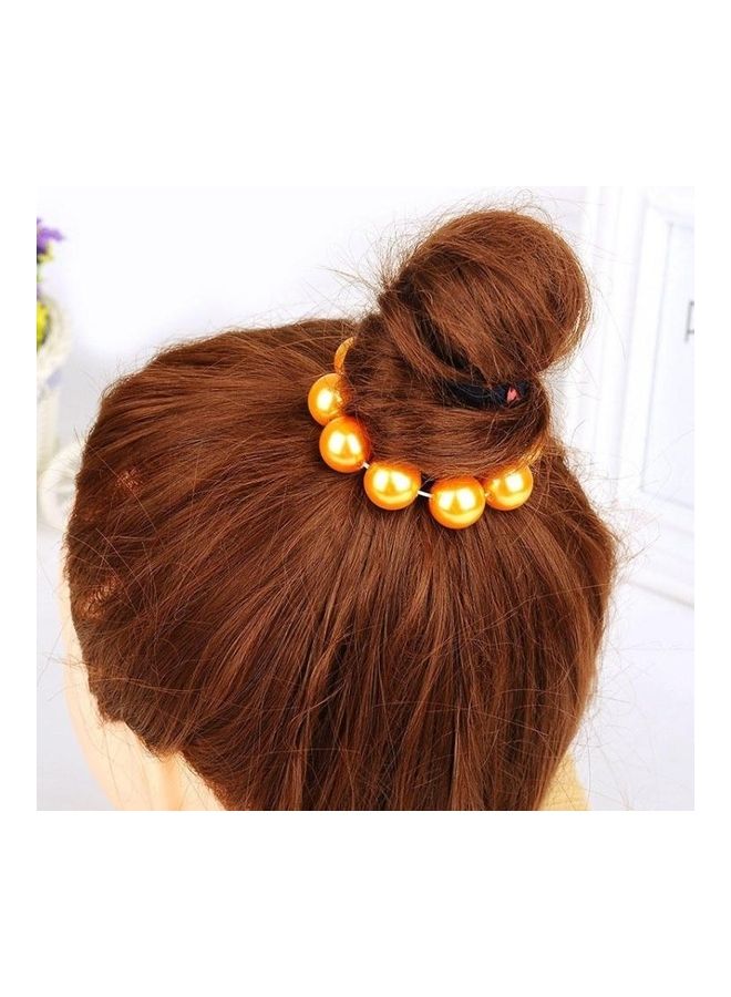 BGM Pearl Hair Rope Hairband Hair Ring Yellow - Image 1