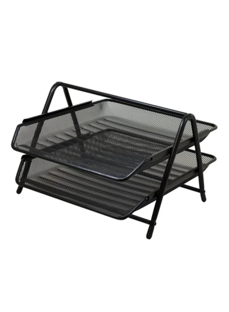 وحدة أدراج للمستندات ثنائية الرفوف أسود