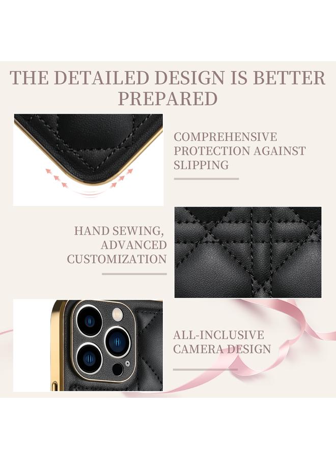 Zaboon Case For iPhone 13 D03 Grid PU Leather Electroplated Phone Case - Image 4