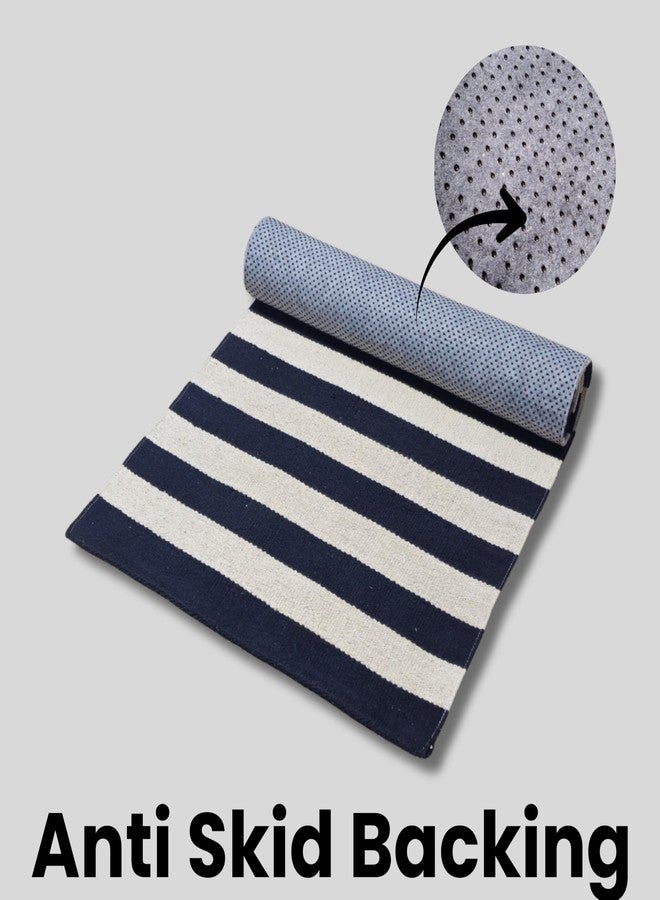 Hashtag Premium Organic Cotton Yoga Mat - 100% Handwoven Natural Cotton - Anti-Skid & Non-Slip - Eco-Friendly, Foldable & Washable Exercise Mat for Yoga, Pilates & Meditation (BLACK&WHITE) - Image 3