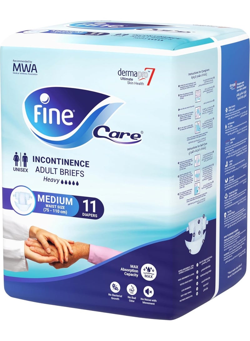 Fine Care Adult diapers, 11 pieces, medium size, for waist 75 cm - Image 1
