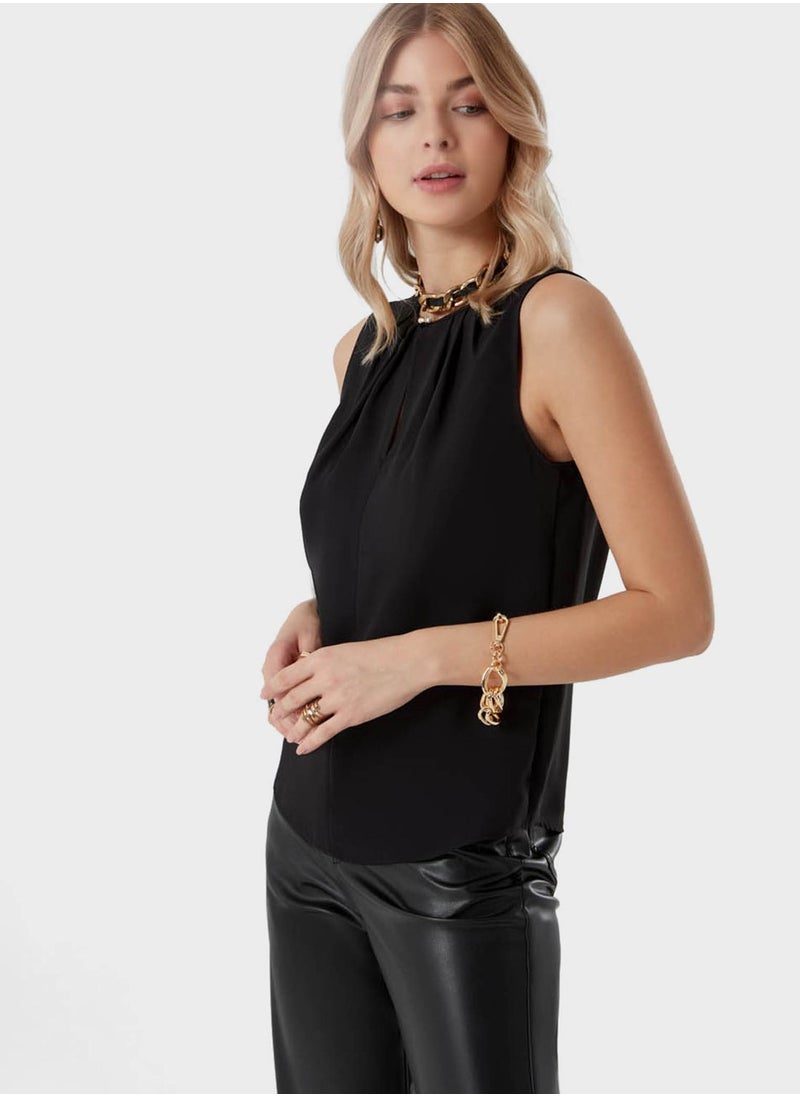 MIZALLE - Key Hole Neck Knitted Tank Top - Image 1
