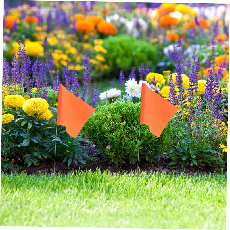 Bright Colored Lawn Marking Flags 50 Pack Garden Survey Stakes Steel Wire Pole - Image 4