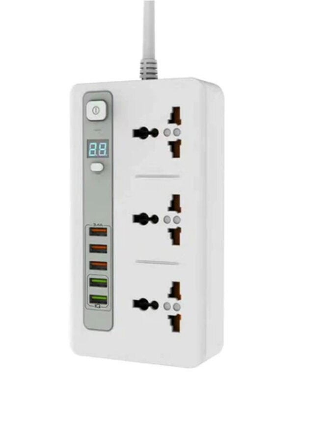 أسبور وصلة تمديد طاقة Aspor A503 مع 5 منافذ USB (سلك بطول 2 متر)