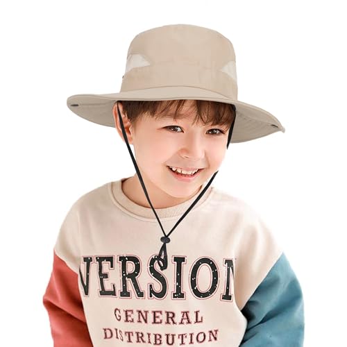Mealah Boys Girls-Sun Hat for UPF 50+ -Mesh-Wide Brim-Summer-Fishing Hat-Breathable-Kids-Bucket Hat-Outdoor Boonie Hat for 5-9 Years Dark Beige - Image 5