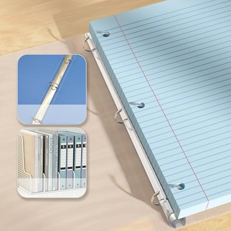 100 ورقة زرقاء سائبة ورق حشو ملون مقاس 8 × 10.5 ورق مثقوب بـ3 فتحات للمجلدات ذات الحلقات الثلاث والدفاتر المسطر 8 انش × 10.5 انش - Image 5