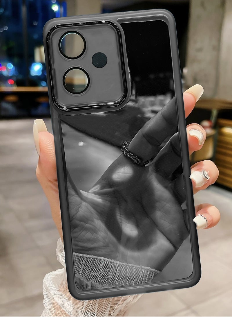 Wtech vivo V60 Lite 5G 2025 Soft Transparent TPU Camera Lens Protection Silicone Ultra Thin Phone Stylish Electroplated Camera Border Back Case Cover - Black - Image 2