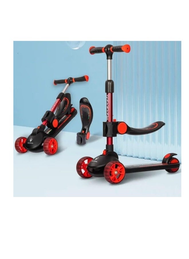Kid's Scooter 3 Wheels Big Pedal Foldable Kick Scooter with Music, Height Adjustable with LED Light Wheels  - Image 2