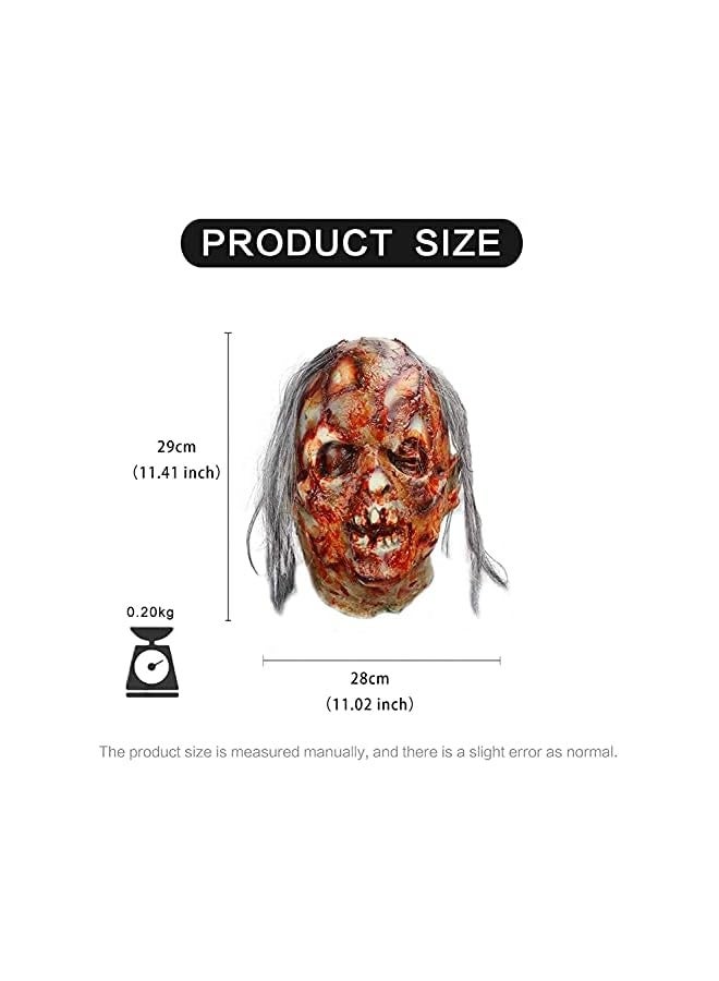 Zombie Mask with Hair Scary Walking Dead Creepy Halloween Costume Party Latex Horror Props - Image 4