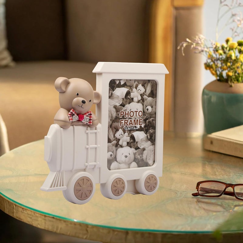 Home Elements Cartoon Character Design Plastic Table Photo Frame For Kids, Table Top Picture Frames, Perfect for Baby Room, Birthday Gifts for Kids, Kids Photo Frame, Birthday Return Gift - 26x25cm (Cream) - Image 1