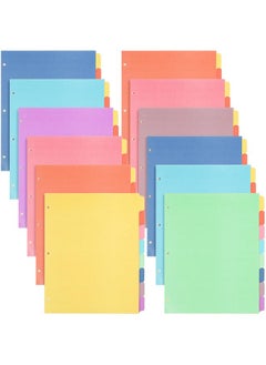 Honoson 12 Sets 8 Tab Binder Dividers For 3 Ring Binders 8.5 X 11 Inch Paper Multicolor Dividers With Plastic Film 3 Hole Punched Page Dividers Sturdy Binder Index Dividers For School (Bright Color)  - Image 1